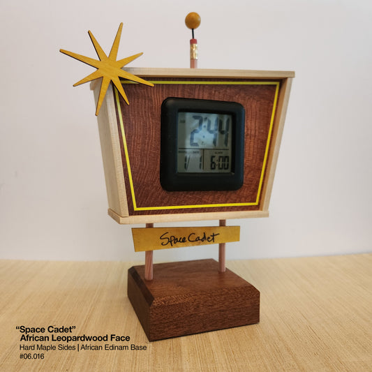 Space Cadet Clock - African Leopardwood