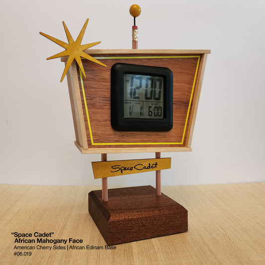 Space Cadet Clock - African Mahogany