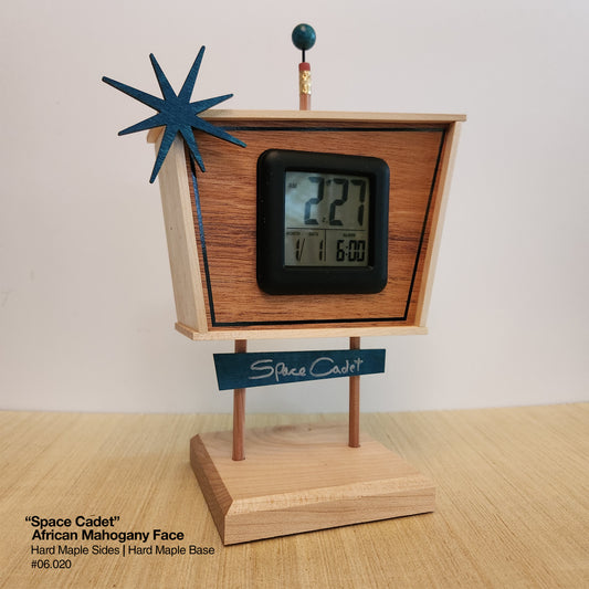 Space Cadet Clock - African Mahogany