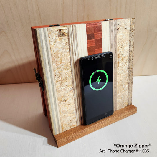 Art / Wireless Phone Charging Station - Orange Zipper