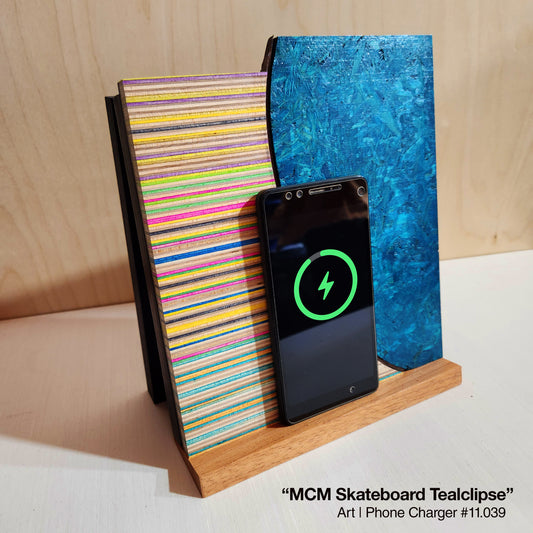 Art / Wireless Phone Charging Station - MCM Skateboard Tealclipse
