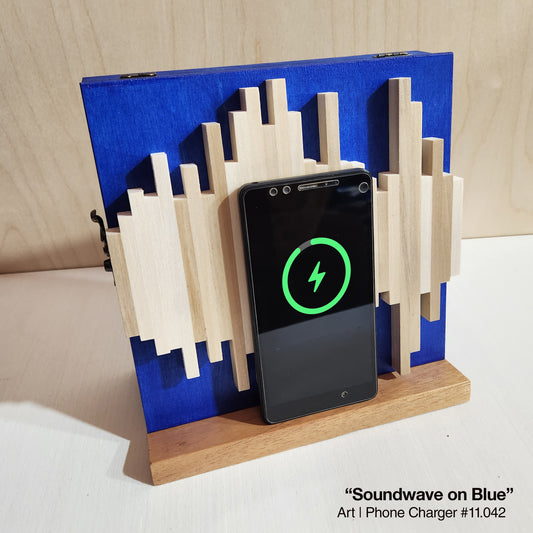 Art / Wireless Phone Charging Station - Soundwave on Blue
