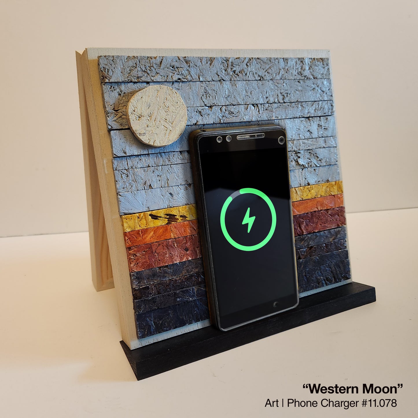 Art / Wireless Phone Charging Station - "Western Moon"