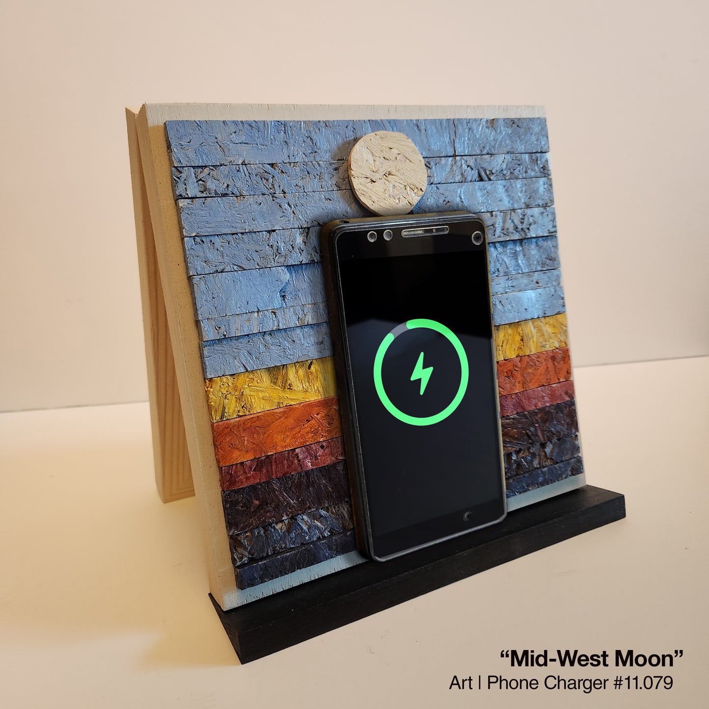 Art / Wireless Phone Charging Station - "Mid-Western Moon"