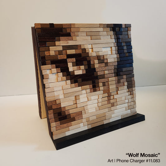 Art / Wireless Phone Charging Station - "Wolf Mosaic"