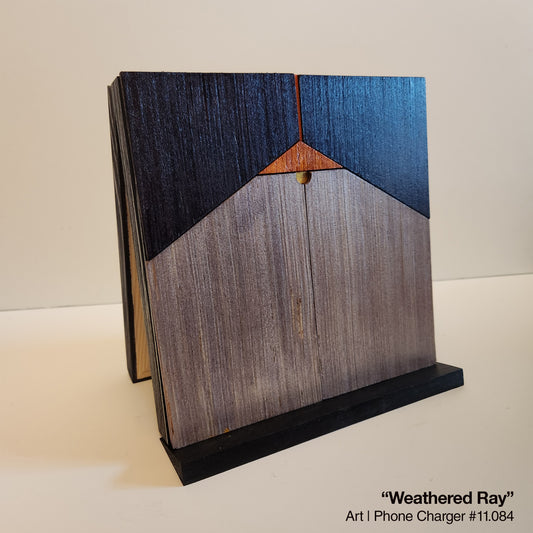 Art / Wireless Phone Charging Station - "Weathered Ray"