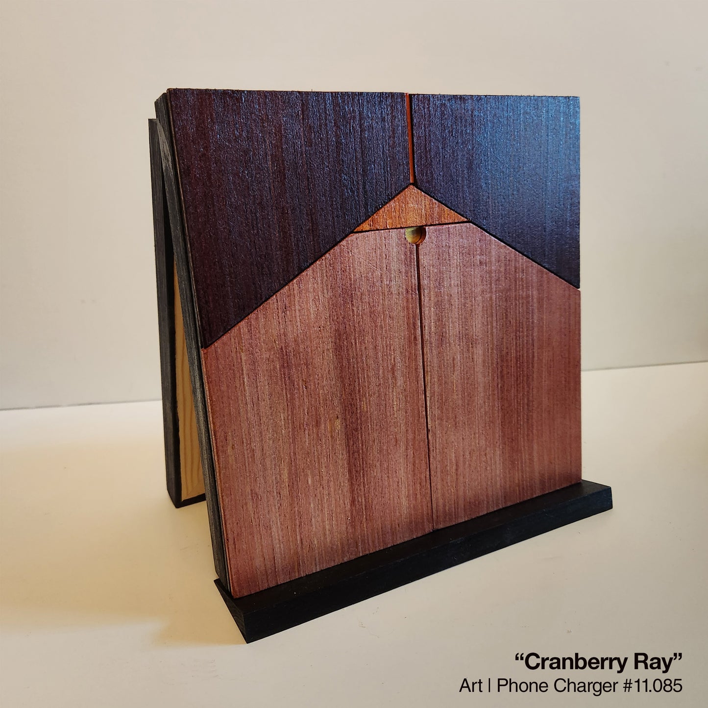 Art / Wireless Phone Charging Station - "Cranberry Ray"