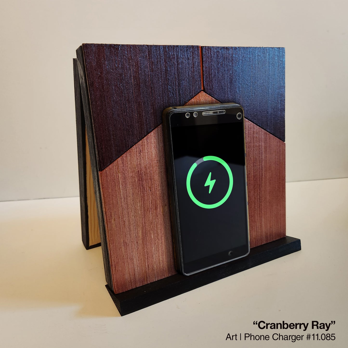 Art / Wireless Phone Charging Station - "Cranberry Ray"