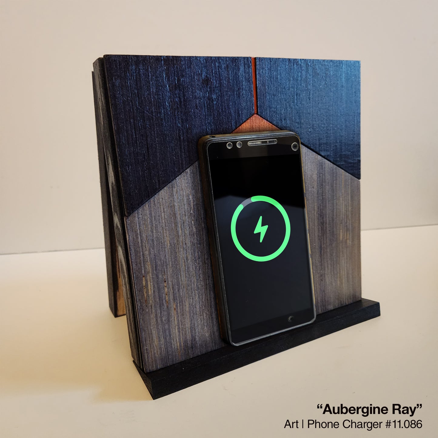 Art / Wireless Phone Charging Station - "Aubergine Ray"