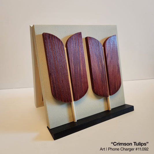 Art / Wireless Phone Charging Station - "Crimson Tulips"