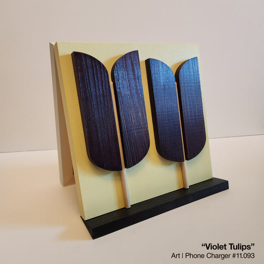 Art / Wireless Phone Charging Station - "Violet Tulips"