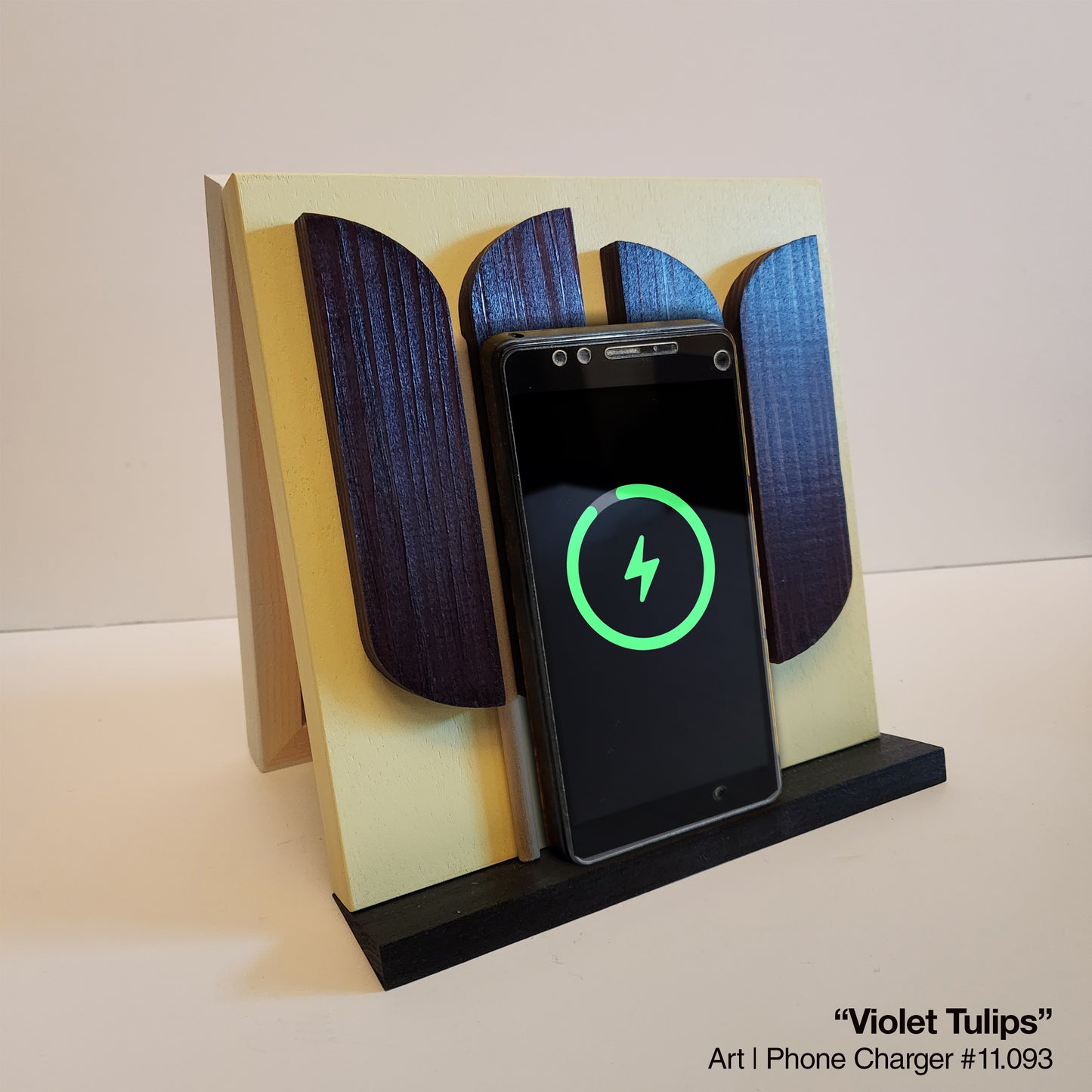 Art / Wireless Phone Charging Station - "Violet Tulips"