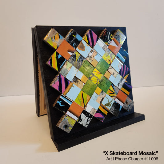 Art / Wireless Phone Charging Station - "X - Skateboard Mosaic"