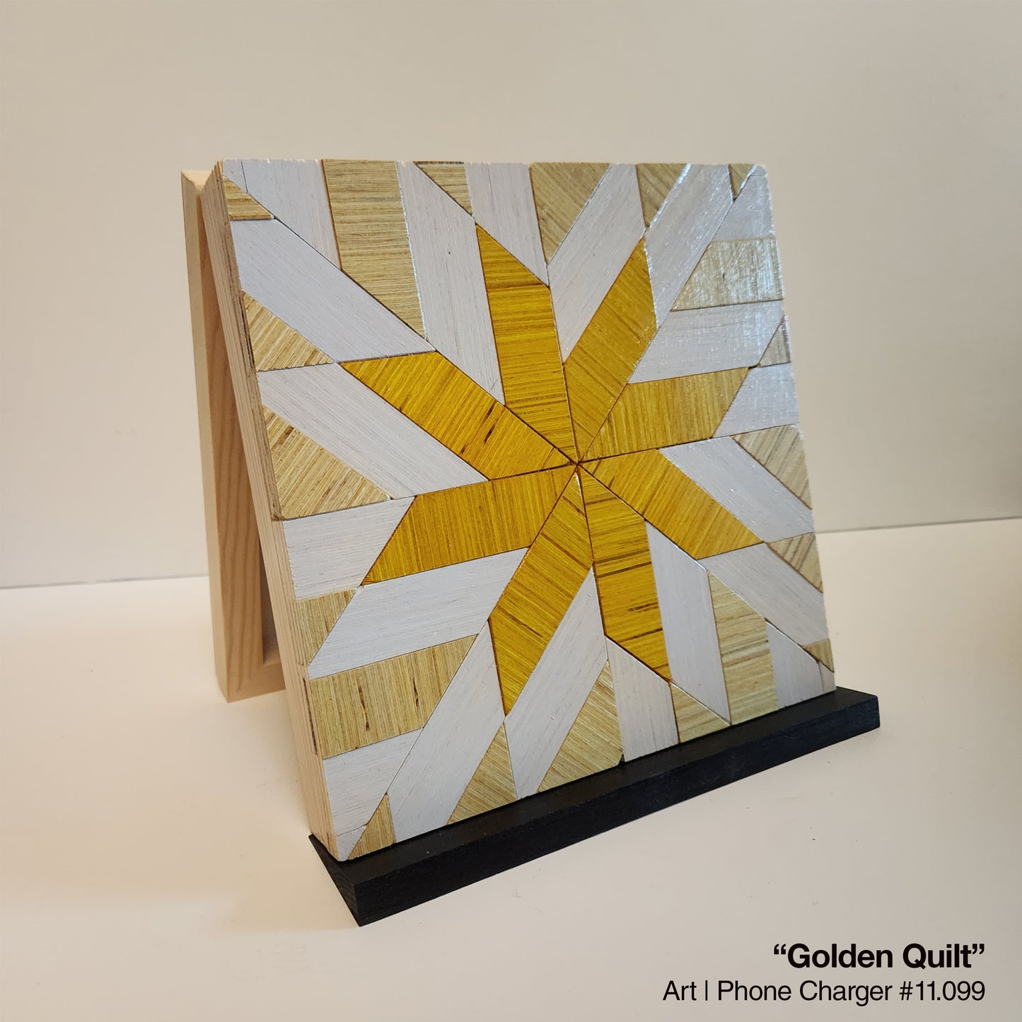 Art / Wireless Phone Charging Station - "Gold Quilt"