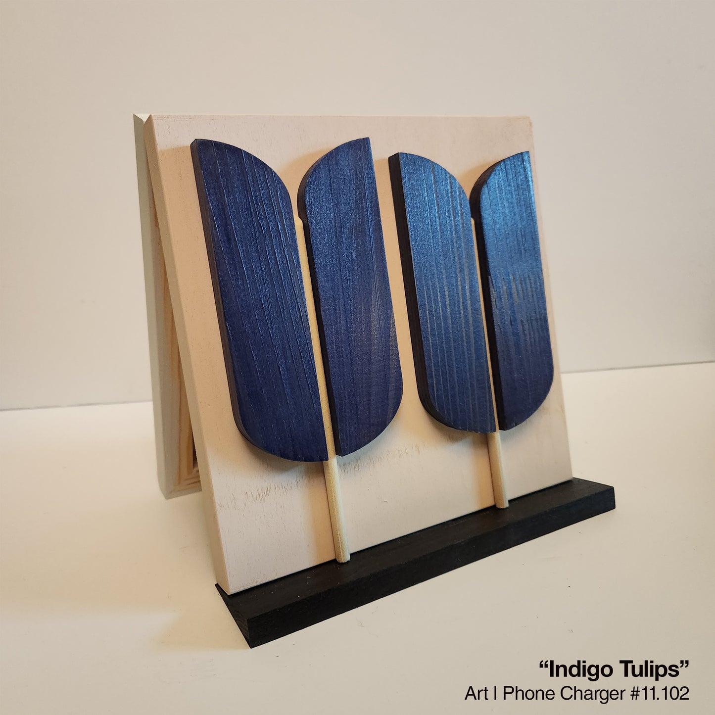 Art / Wireless Phone Charging Station - "Indigo Tulips"