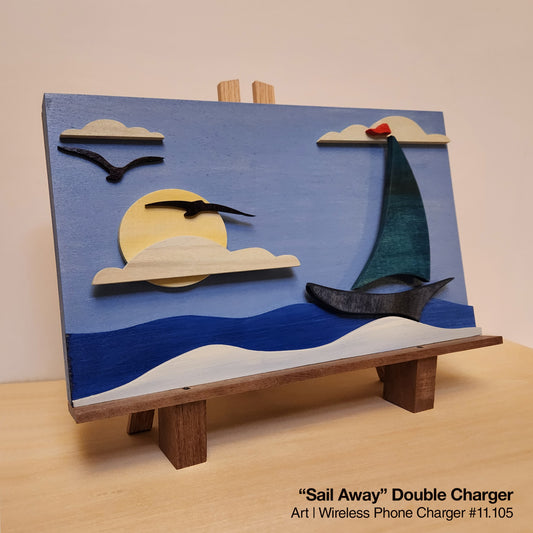 Art / DOUBLE Wireless Phone Charging Station - "Sailing Away"