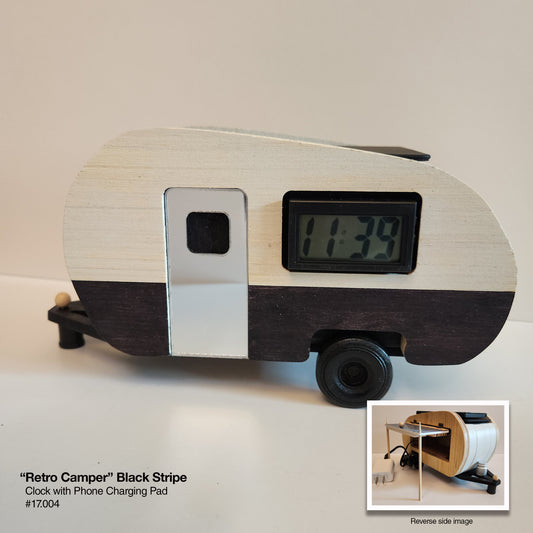 Retro Camper - Charger/Clock (Black & White)