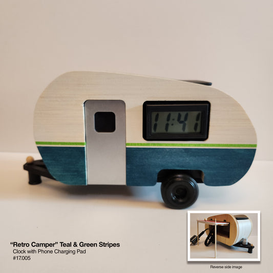 Retro Camper - Charger/Clock (Teal & White)