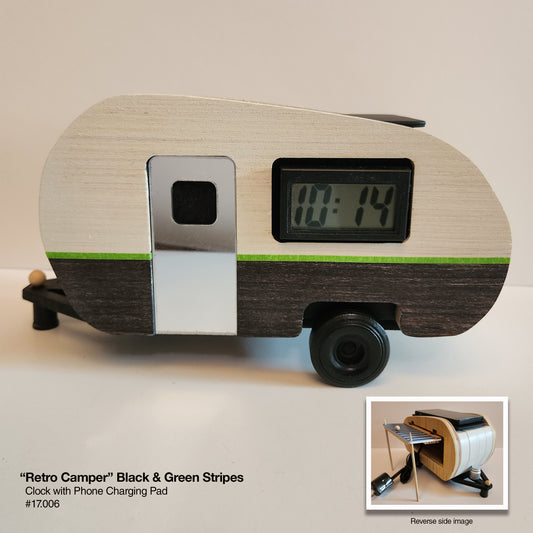 Retro Camper - Charger/Clock (Black & White)