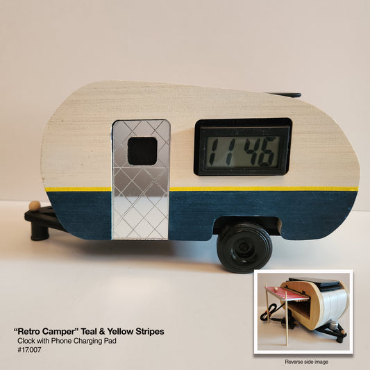 Retro Camper - Charger/Clock (Aqua & White)