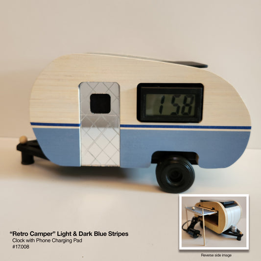 Retro Camper - Charger/Clock (Light Blue & White)