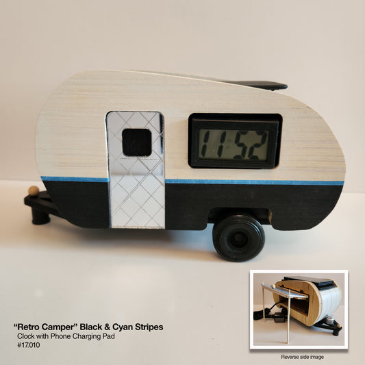 Retro Camper - Charger/Clock (Black & White)