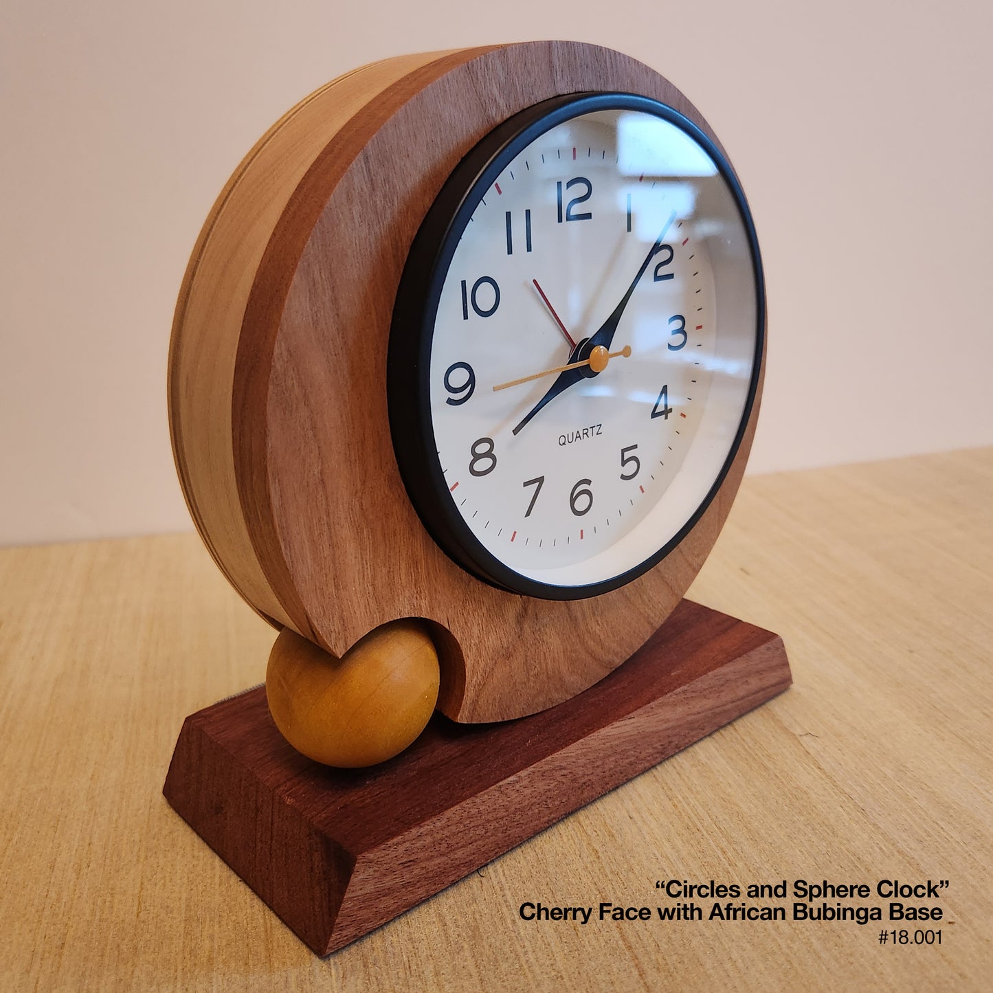 Circles & Sphere Clock - Cherry/Bubinga