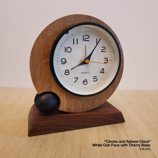 Circles & Sphere Clock - White Oak/Cherry