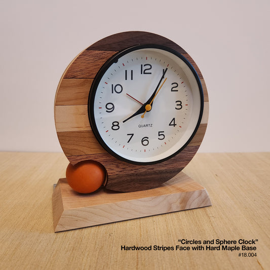 Circles & Sphere Clock - Hardwood Stripes/Hard Maple