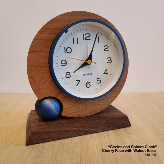 Circles & Sphere Clock - Cherry/Walnut