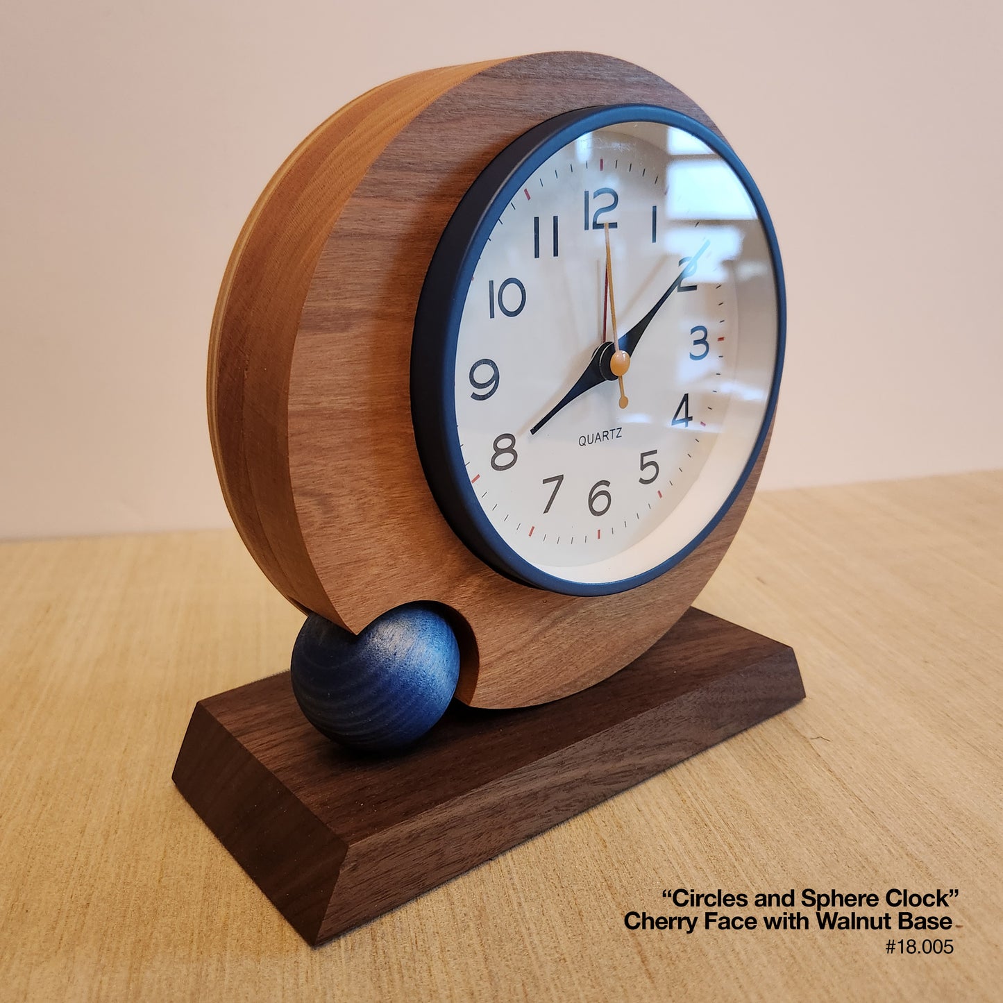 Circles & Sphere Clock - Cherry/Walnut
