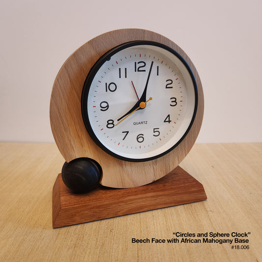 Circles & Sphere Clock - Beech/Mahogany
