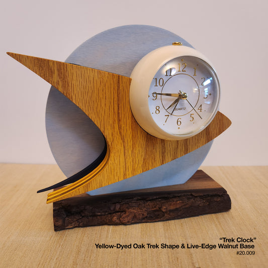 Trek Clock - Dyed Oak on Live-Edge Walnut