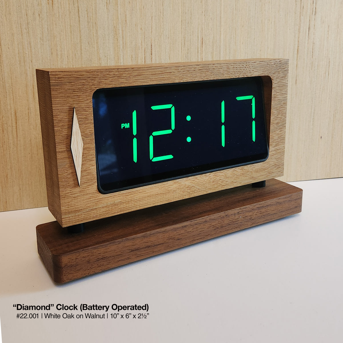 "Retro Diamond Clock - White Oak"