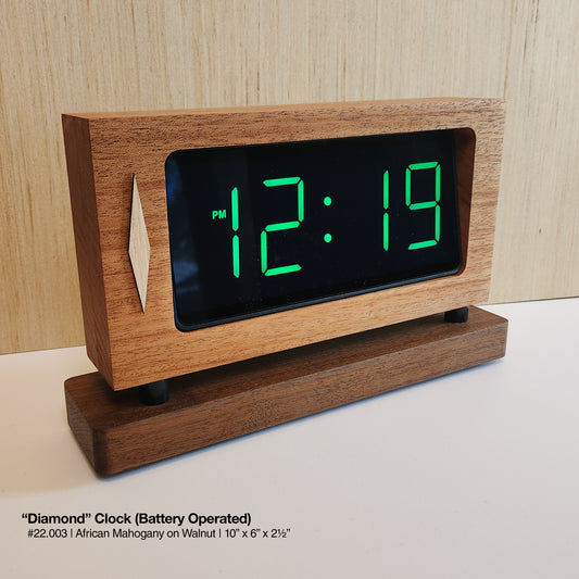 "Retro Diamond Clock - African Mahogany"