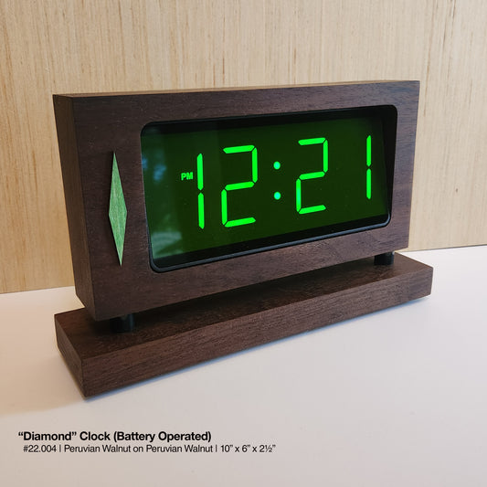 "Retro Diamond Clock - Peruvian Walnut"