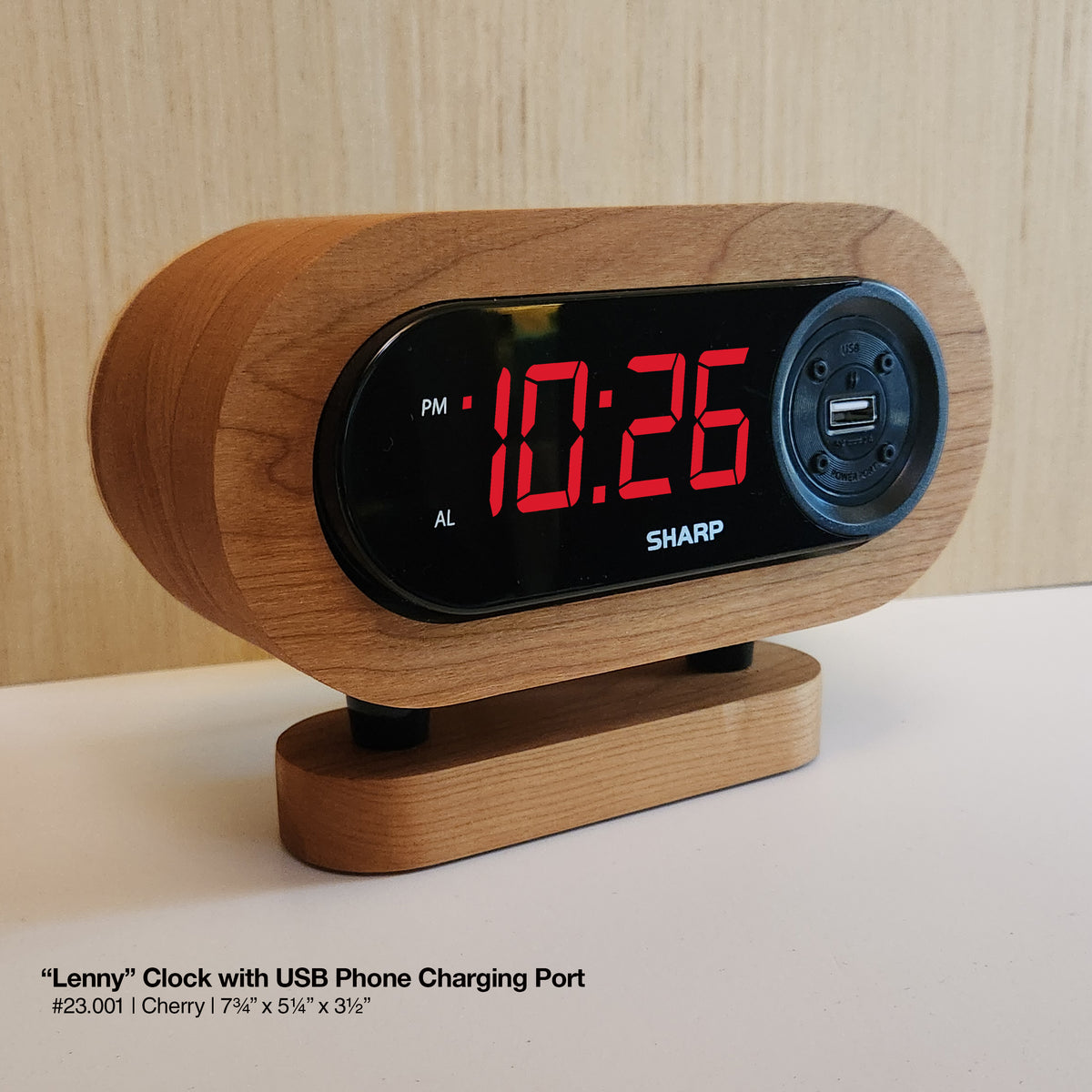 "Lenny Clock - American Cherry"