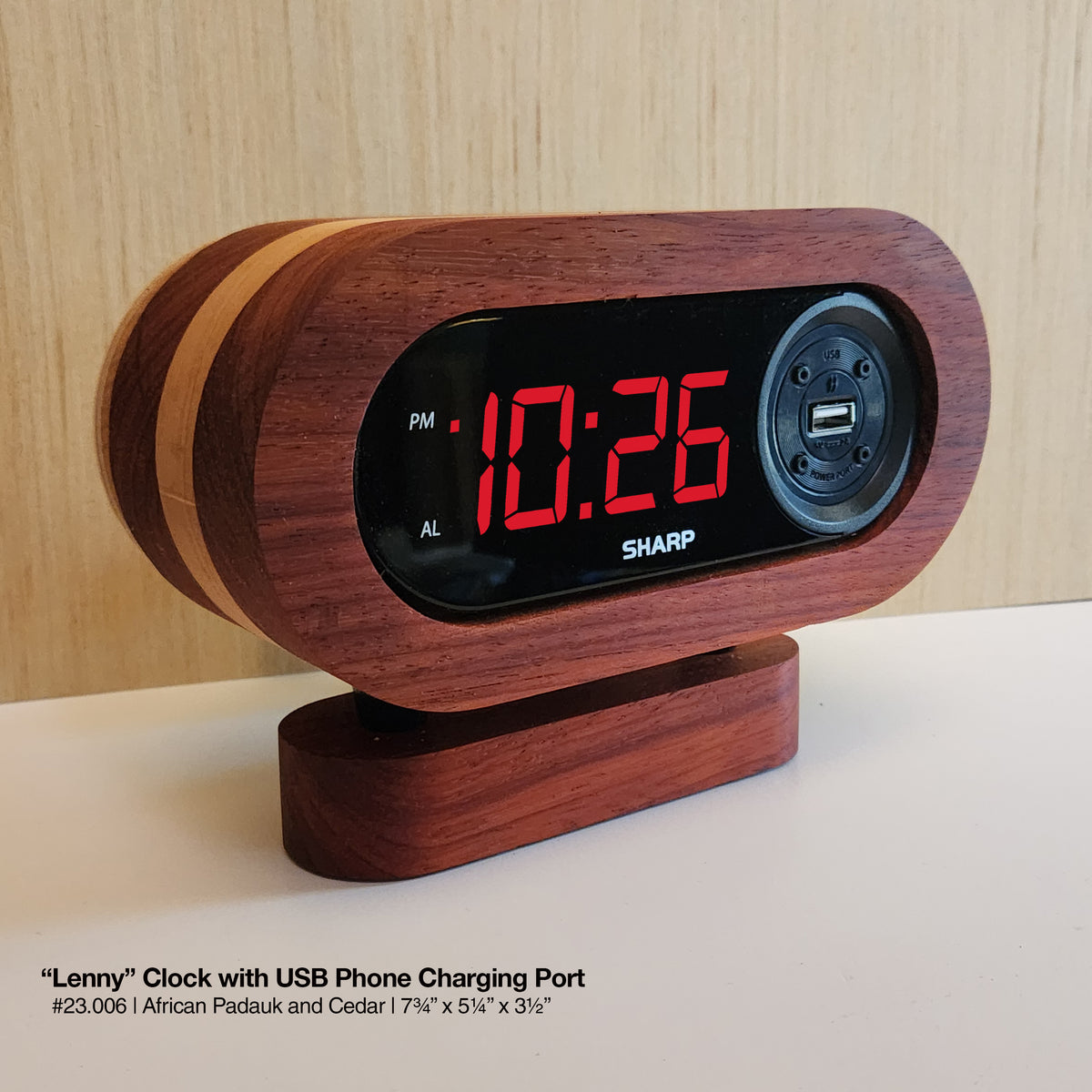 "Lenny Clock - Padauk and Cedar"
