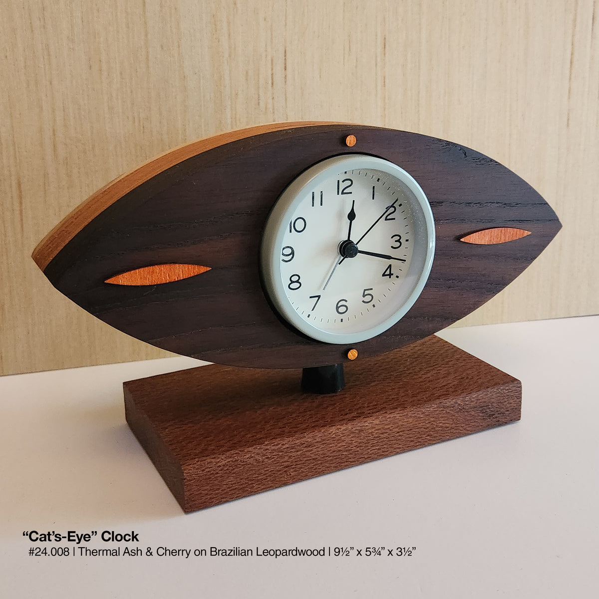 "Cat's-Eye Clock - Thermal Ash"