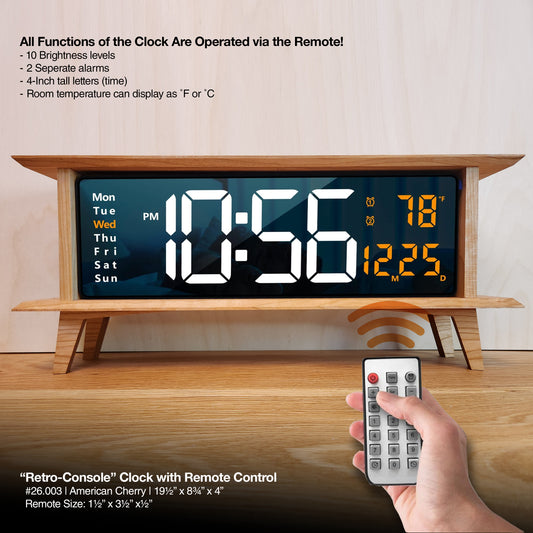 "Retro Console Clock - American Cherry"