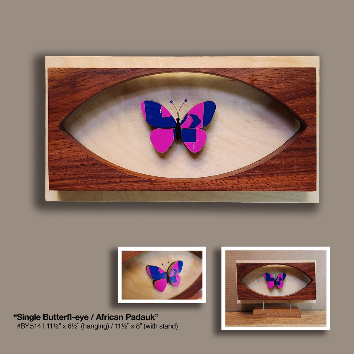 "Single Butterfl-eye" [STAND] African Padauk