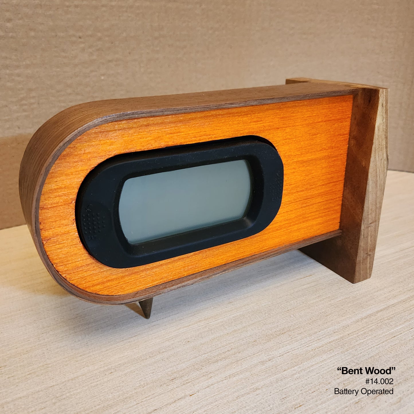 Bent Wood Clock - Orange w/Bent Walnut