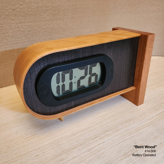 Bent Wood Clock - Black w/Bent Cherry