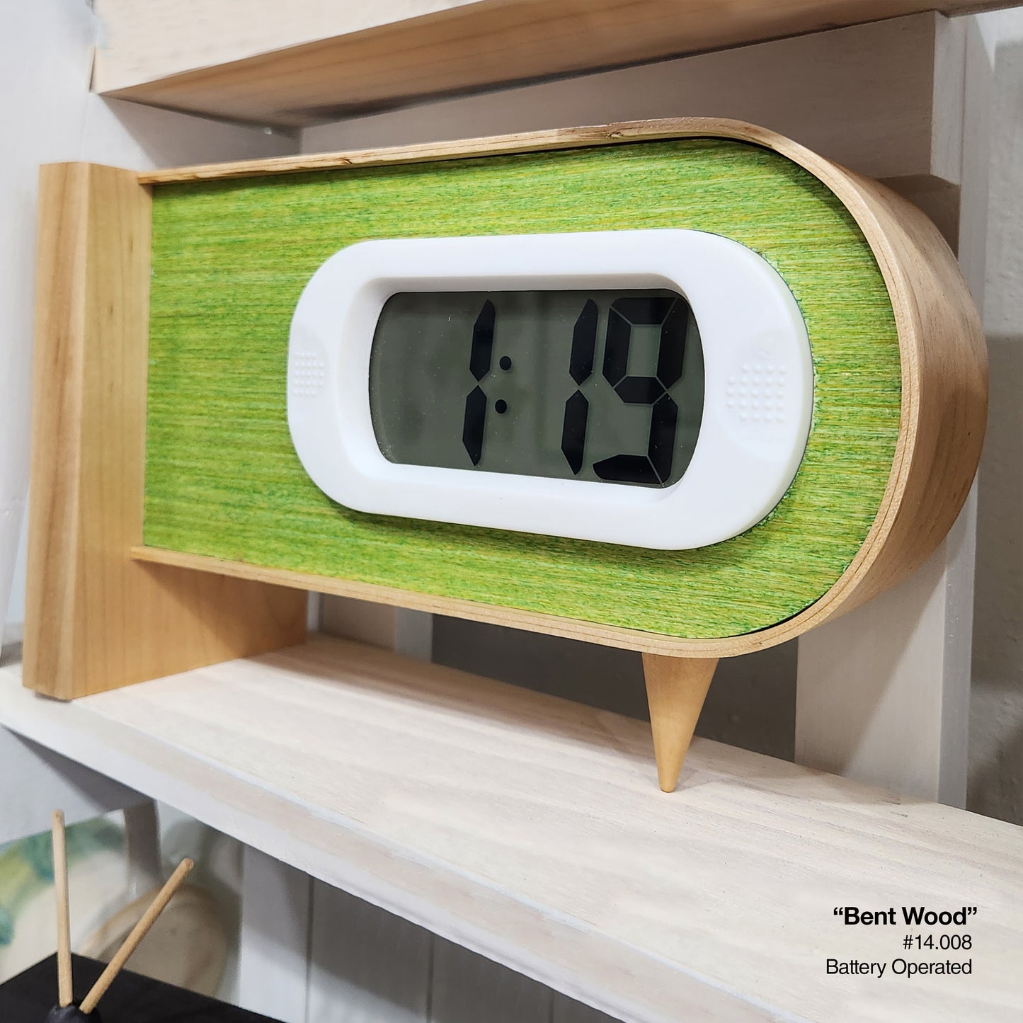 Bent Wood Clock - Lime w/Bent Maple