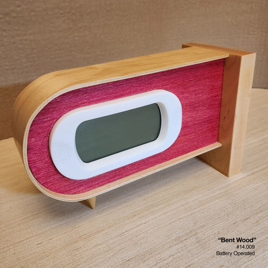 Bent Wood Clock - Pink w/Bent Cherry