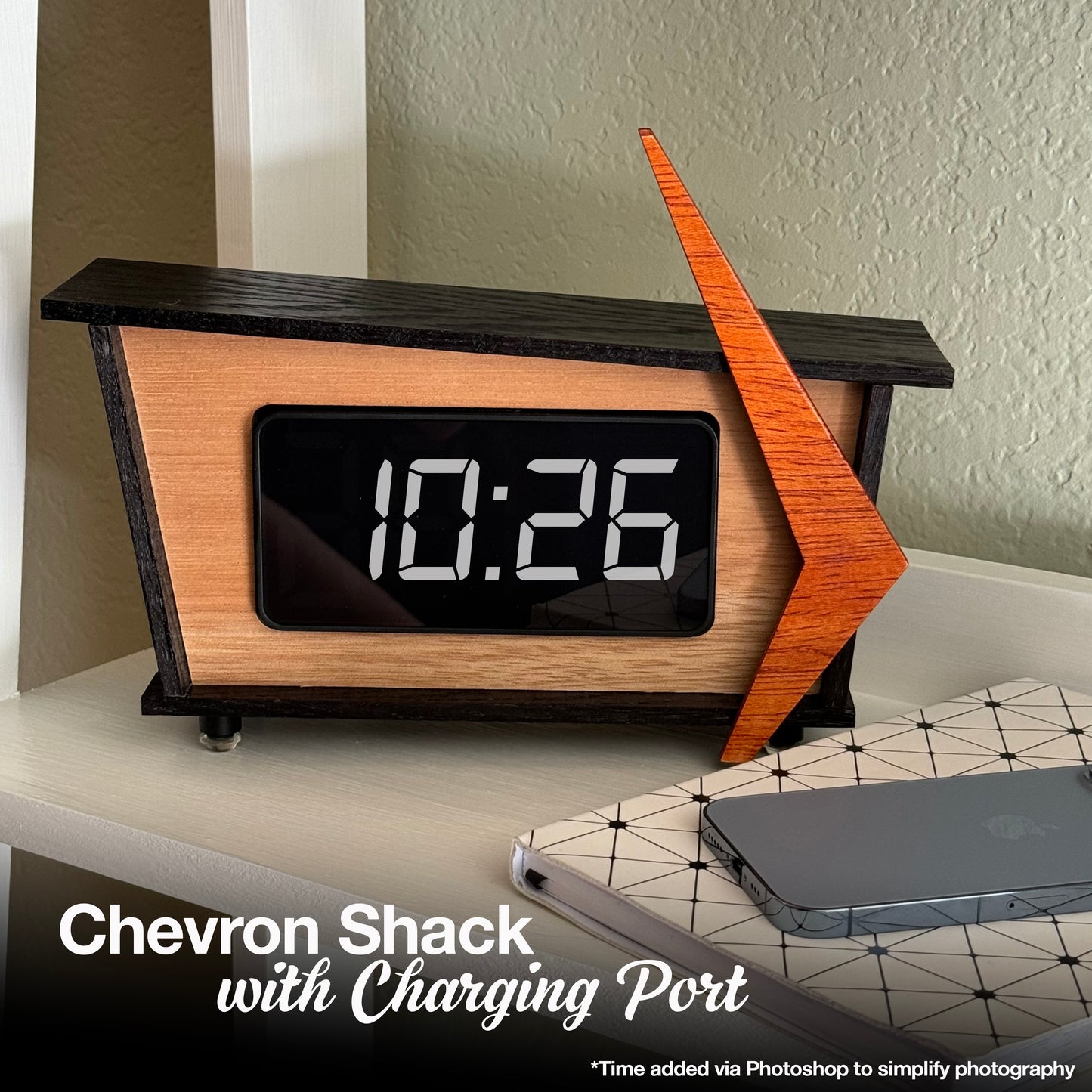 Chevron Shack Clock - Yellow-Dyed OSB