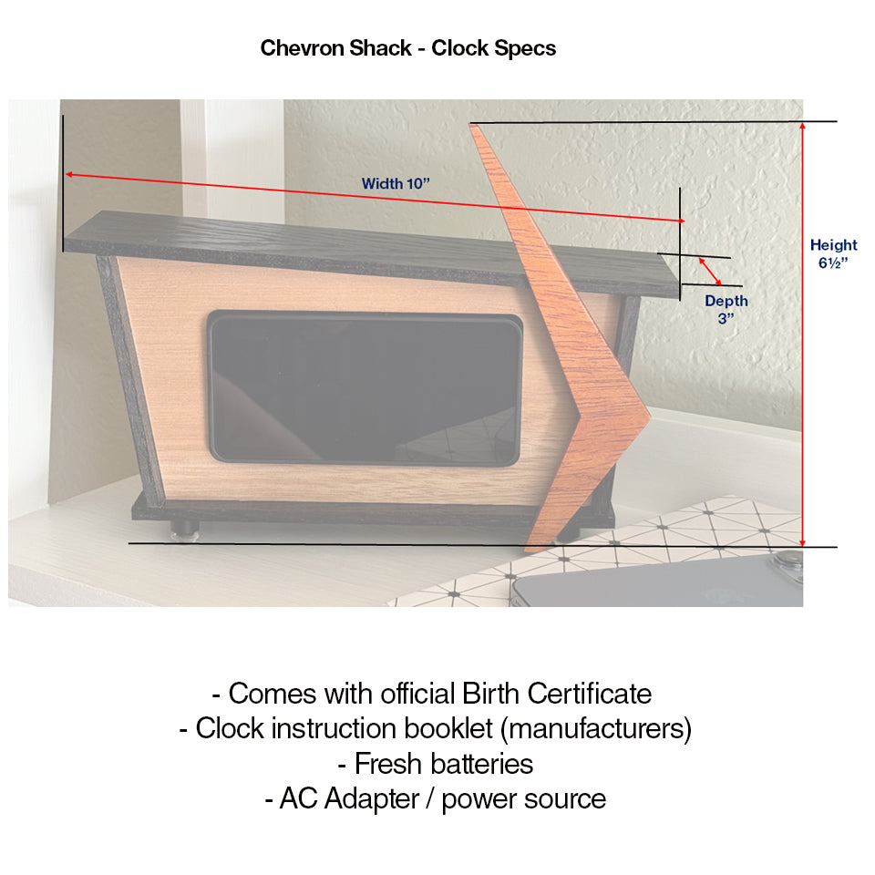 Chevron Shack Clock - Clear OSB