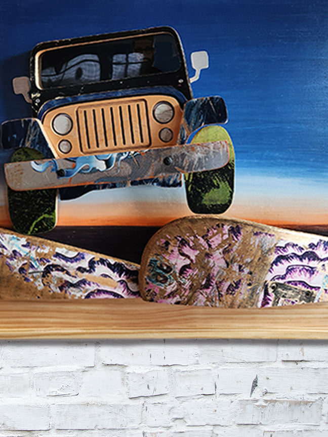 "Sunset Jeep-Skate" - Skateboard Art