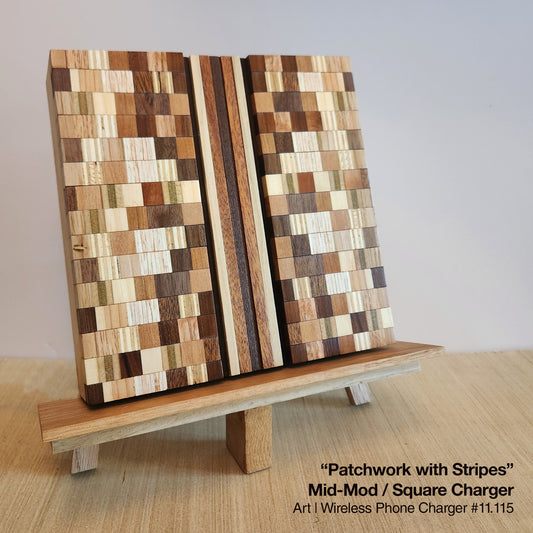 "Patchwork with Stripes" Mid-Mod / Wireless Phone Charging Station
