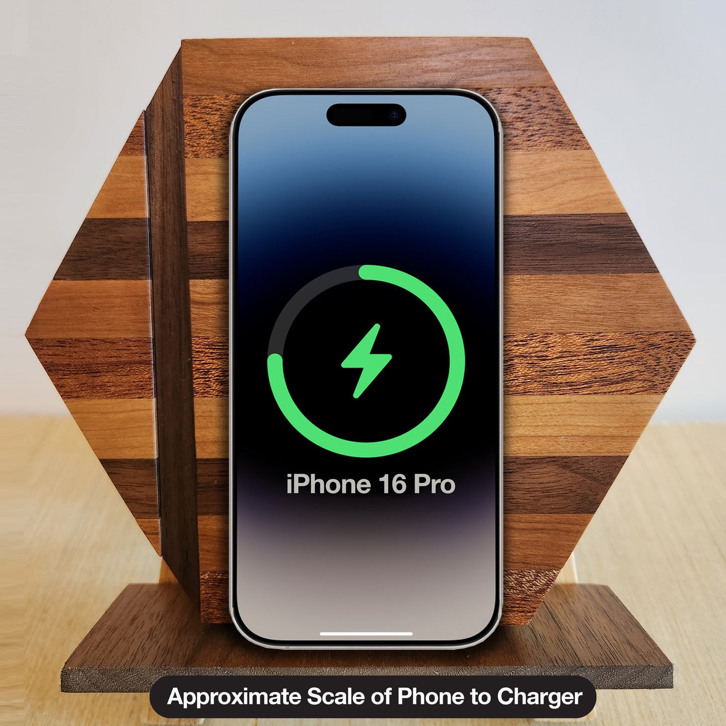 "Walnut Interrupted" Mid-Mod / Hex / Wireless Phone Charger